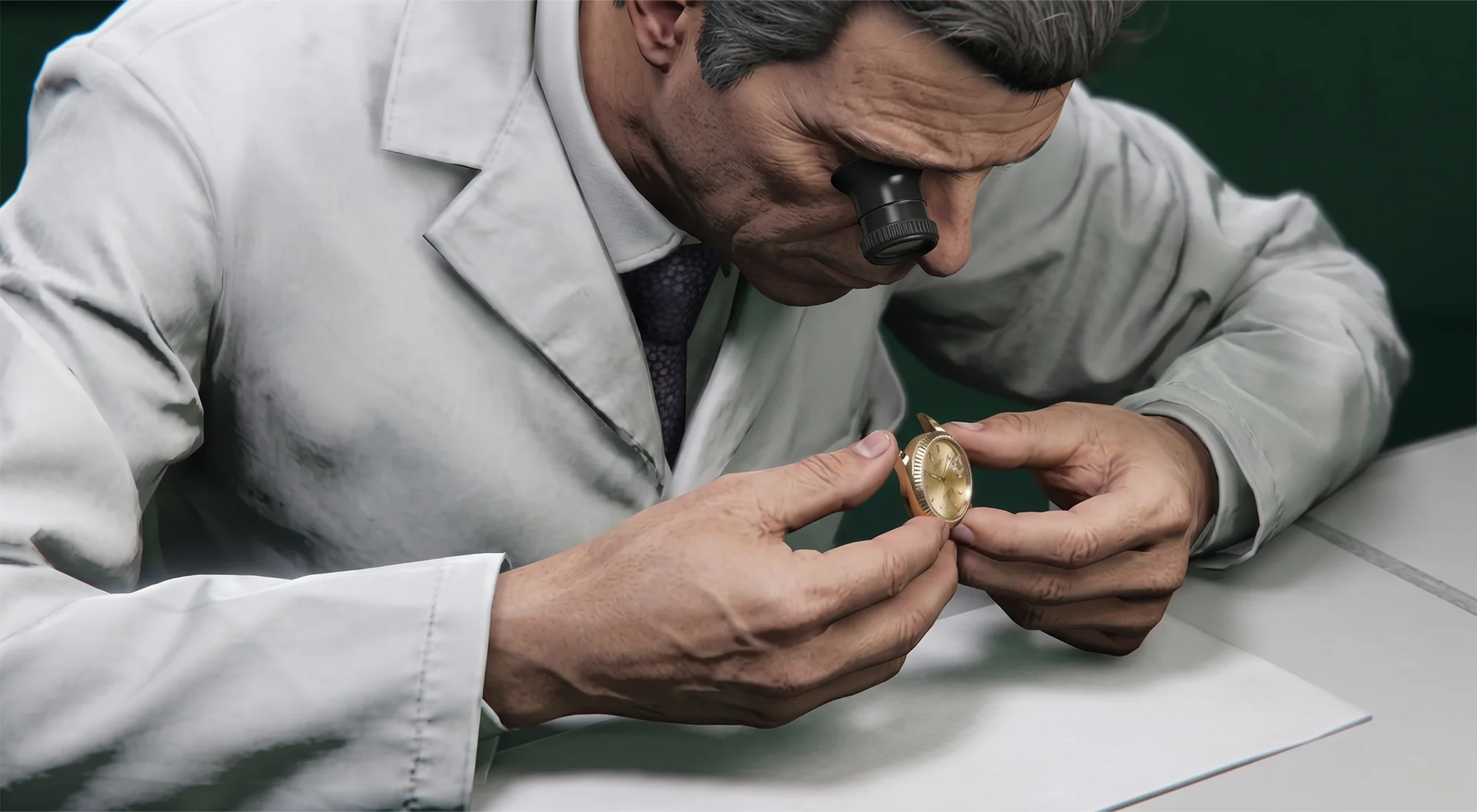 A watch movement being carefully assembled